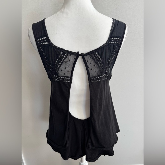 Free People Black Lace Accent Tank Top - Picture 3 of 6